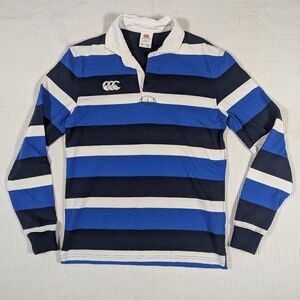 Canterbury Men's Blue and White Striped Long Sleeve Shirt